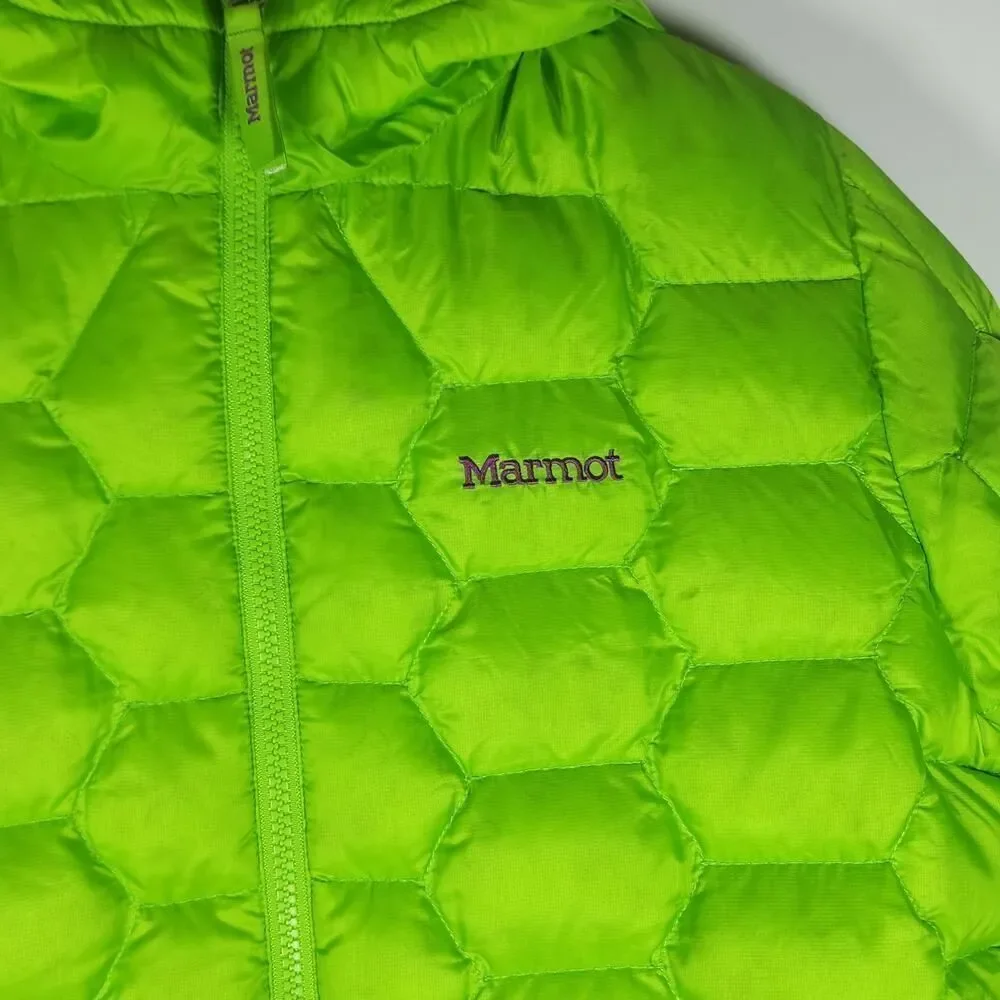 MARMOT Girls Ama Dablam XL Green 700 fill Down FullZip Hooded Puffer Jacket